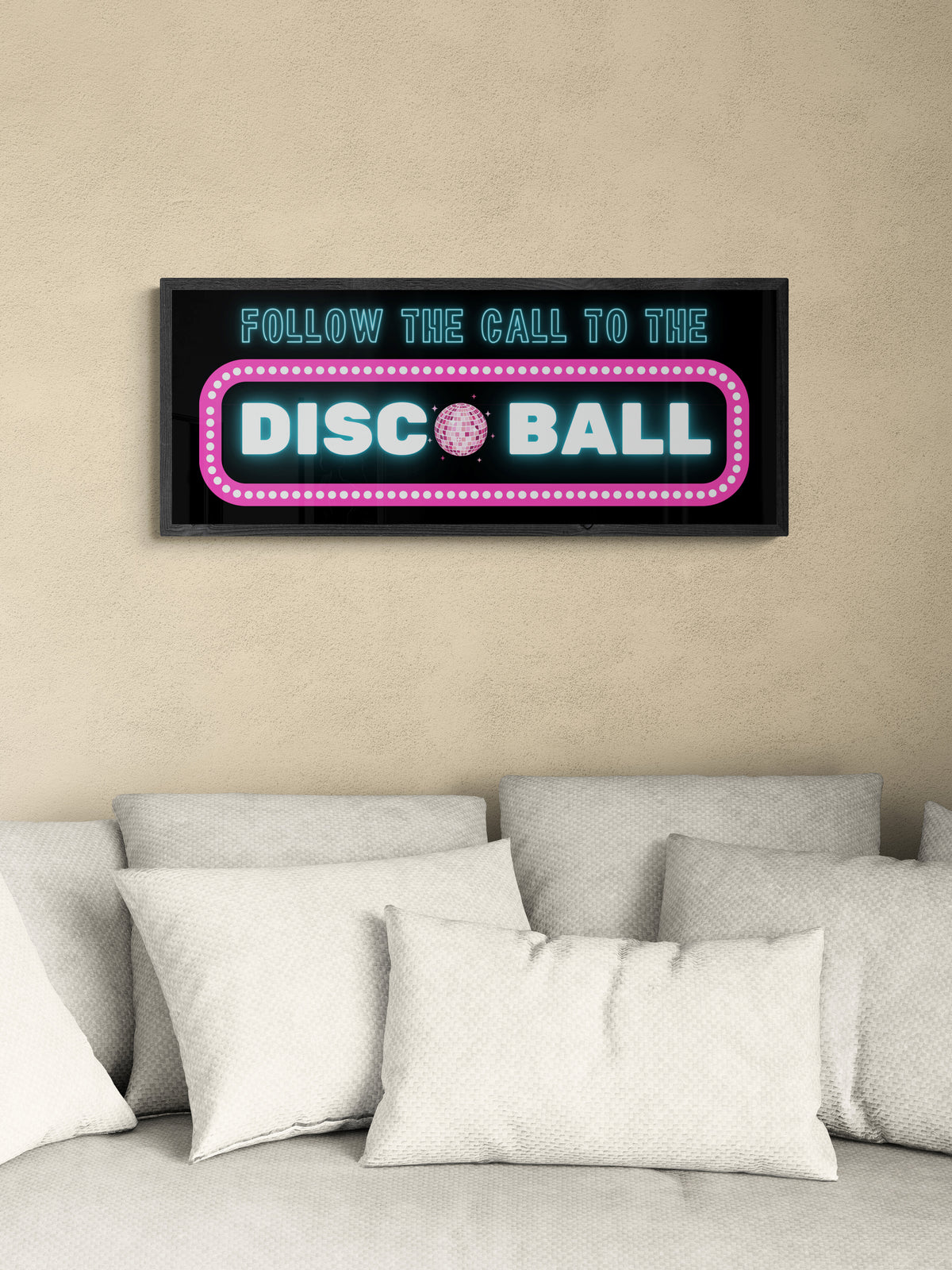 Follow the call to the disco ball | Joyful neon art print