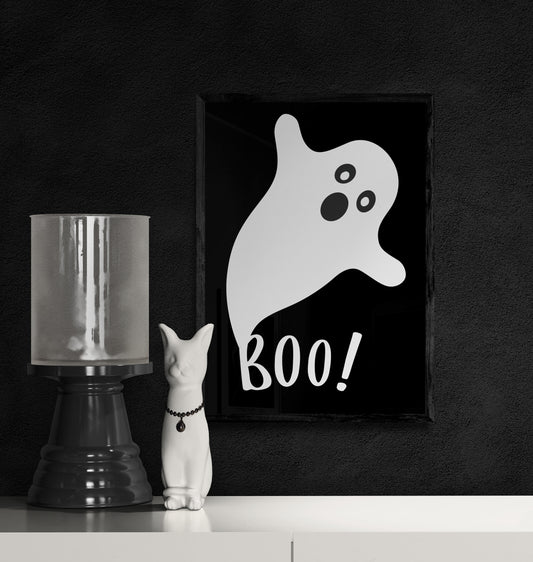 Glow in the dark ghost wall art print