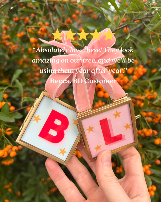 Personalised letter Christmas tree decorations (includes frame)