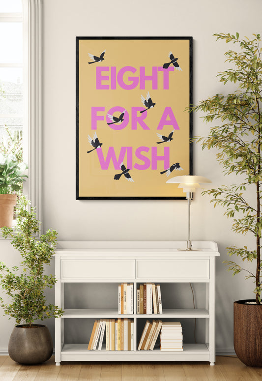 Eight for a Wish magpie wall art print | Folklore art