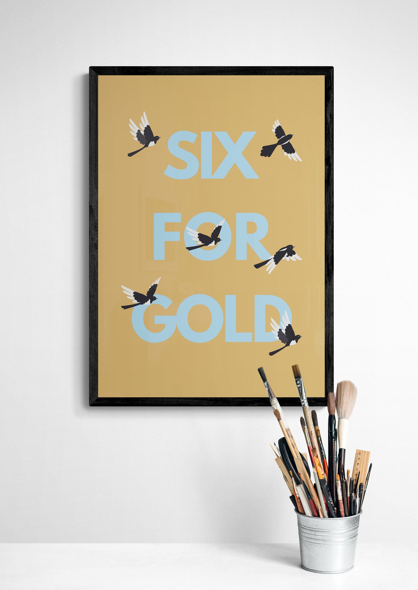 Six for Gold magpie wall art print | Folklore art