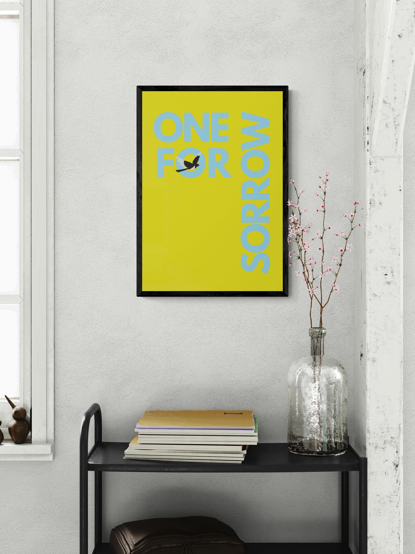 One for Sorrow magpie wall art print | Folklore art