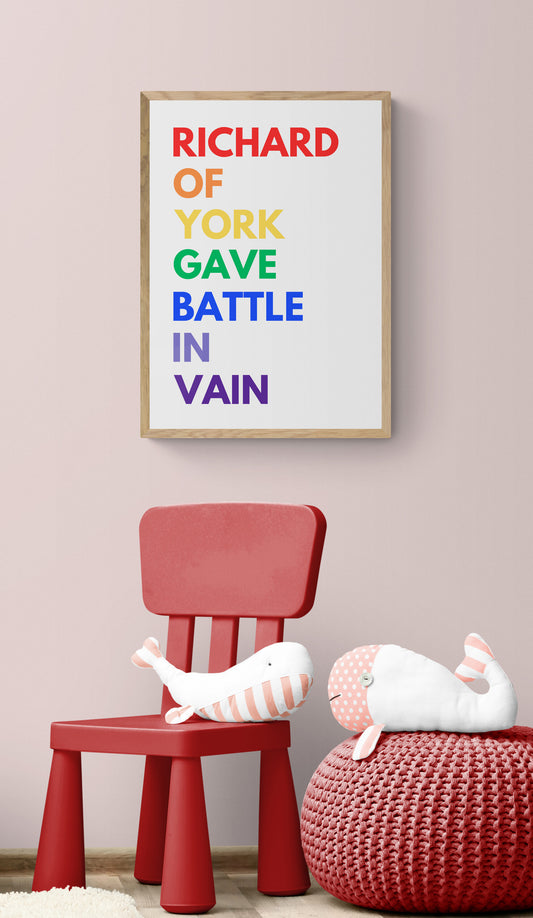 Rainbow mnemonic wall art print