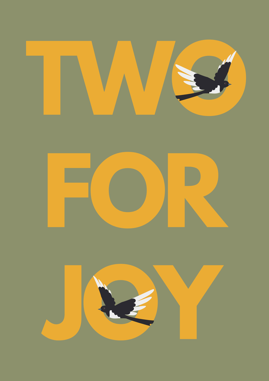 Two for Joy magpie wall art print | Portrait