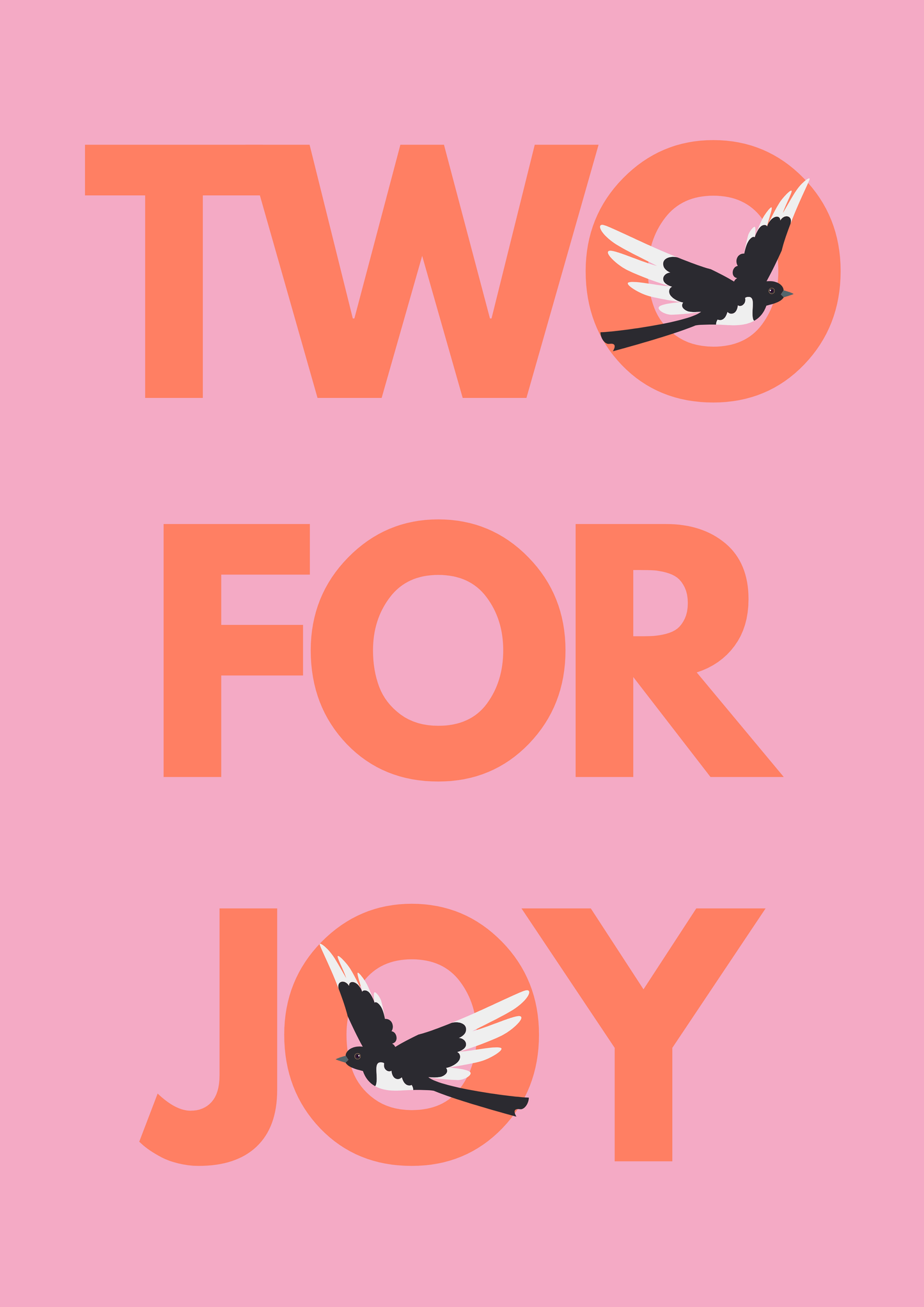 Two for Joy magpie wall art print | Portrait