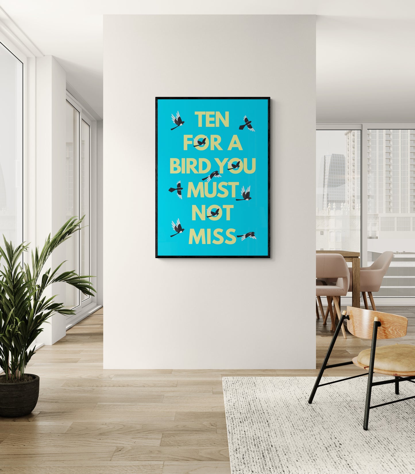 Ten for a bird you must not Miss magpie wall art print | Folklore art