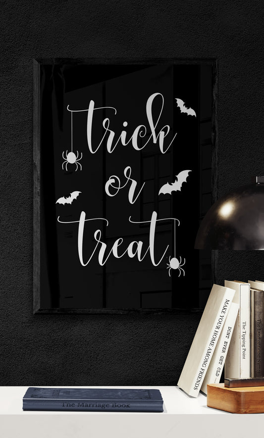 Glow in the dark trick or treat wall art print