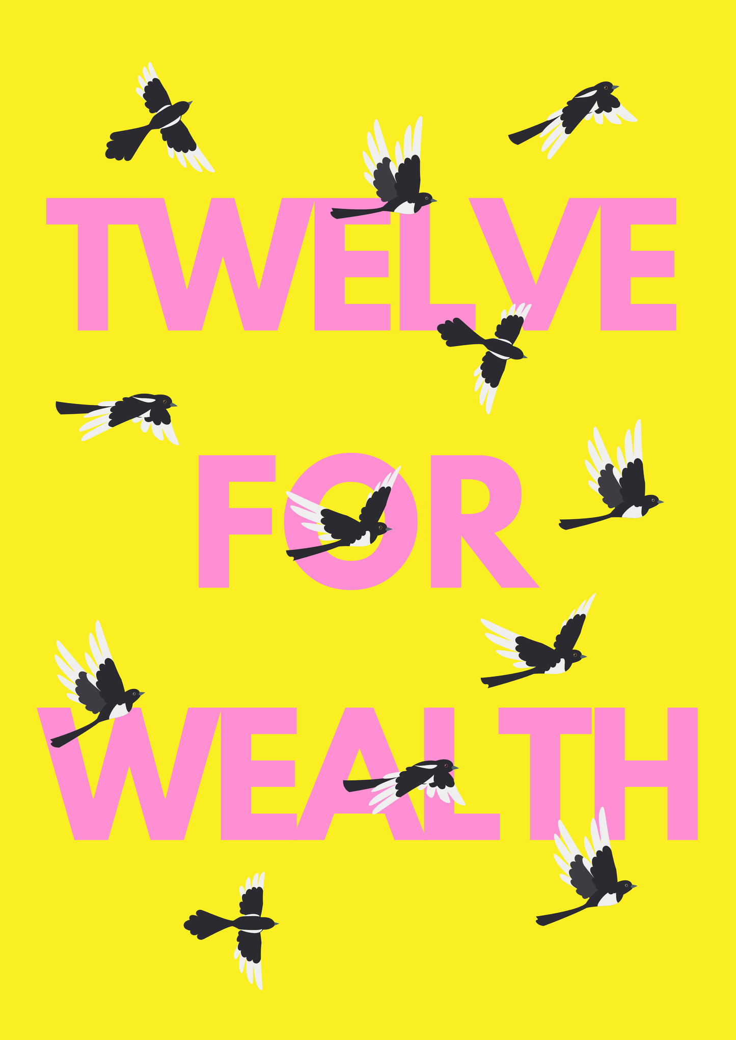 Twelve for Wealth magpie wall art print | Folklore art