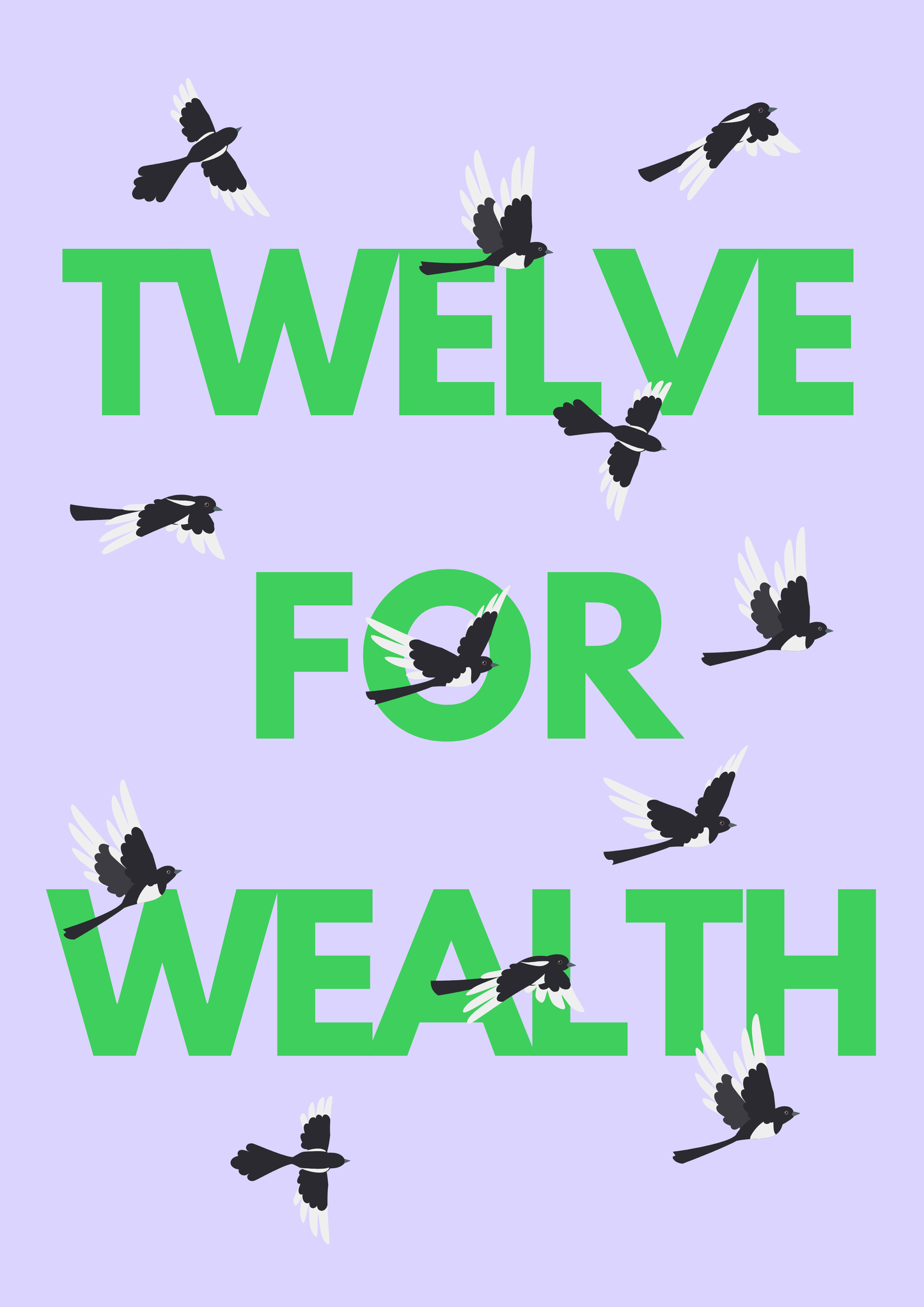 Twelve for Wealth magpie wall art print | Folklore art