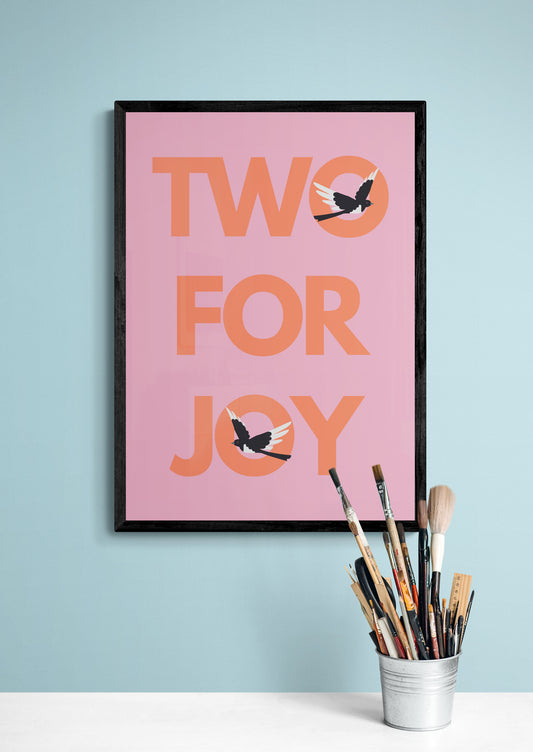 Two for Joy magpie wall art print | Portrait