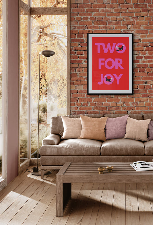 Two for Joy magpie wall art print