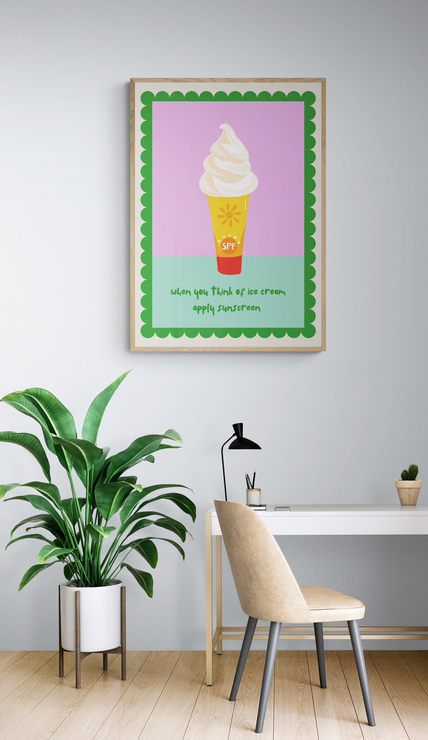 When you think of ice cream apply sunscreen wall art print