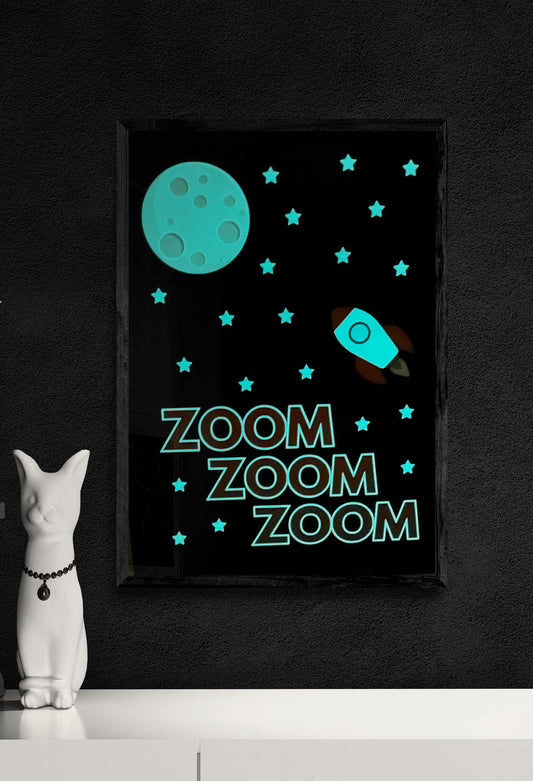 Zoom zoom zoom glow in the dark wall art print